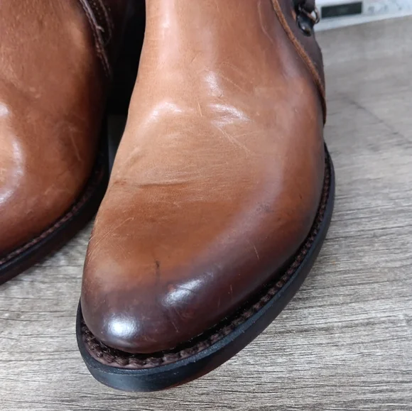 Freebird Wyatt 8M Cognac Brown Leather Knee-High Lace Up Granny Boots Rare New - Picture 15 of 16